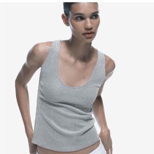 Zara, metallic Ribbed Tank Top